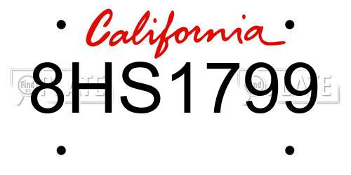 8HS1799 California License Plate