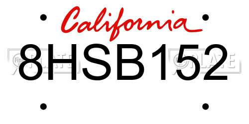 8HSB152 California License Plate