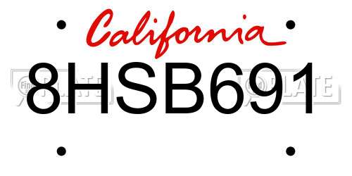 8HSB691 California License Plate