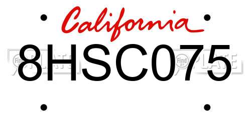 8HSC075 California License Plate