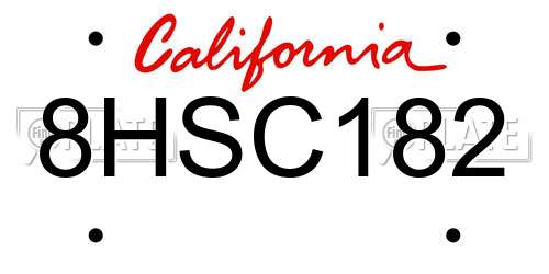 8HSC182 California License Plate