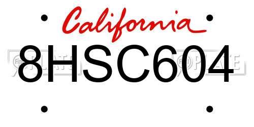 8HSC604 California License Plate