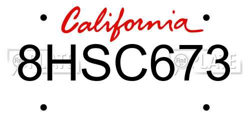 8HSC673 California License Plate