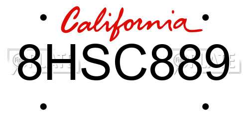 8HSC889 California License Plate