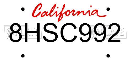 8HSC992 California License Plate