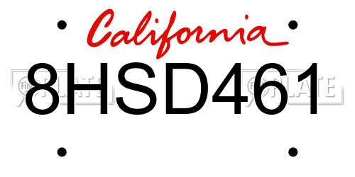 8HSD461 California License Plate