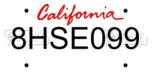 8HSE099 California License Plate