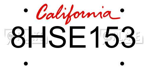 8HSE153 California License Plate