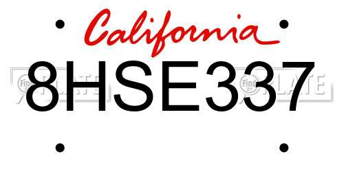 8HSE337 California License Plate