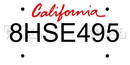 8HSE495 California License Plate