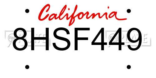 8HSF449 California License Plate