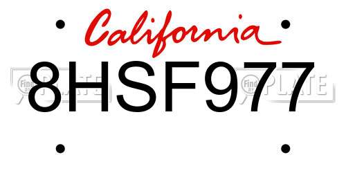 8HSF977 California License Plate