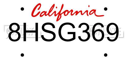 8HSG369 California License Plate