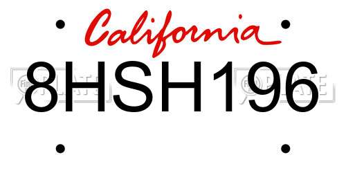 8HSH196 California License Plate