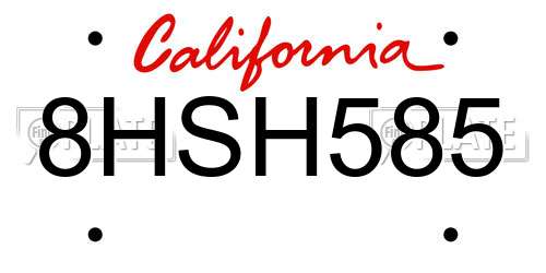 8HSH585 California License Plate