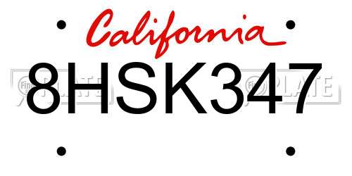 8HSK347 California License Plate