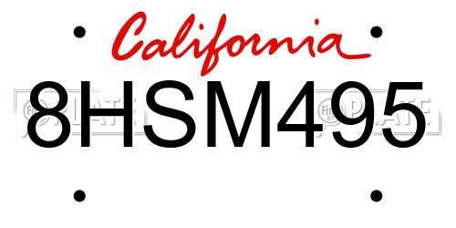 8HSM495 California License Plate