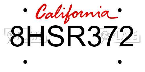 8HSR372 California License Plate