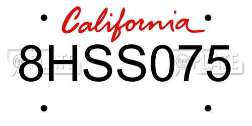 8HSS075 California License Plate