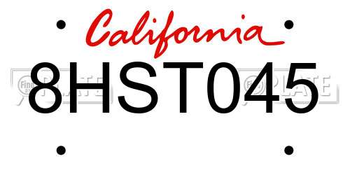 8HST045 California License Plate