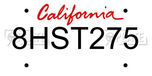 8HST275 California License Plate