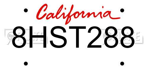 8HST288 California License Plate