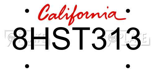 8HST313 California License Plate