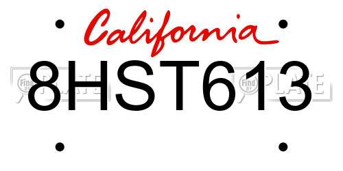 8HST613 California License Plate