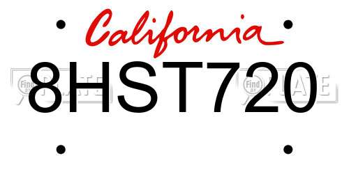 8HST720 California License Plate