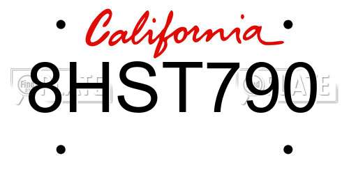 8HST790 California License Plate