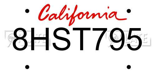 8HST795 California License Plate
