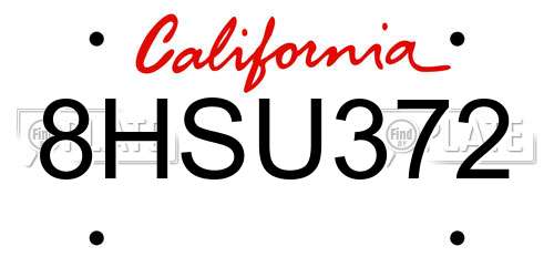 8HSU372 California License Plate