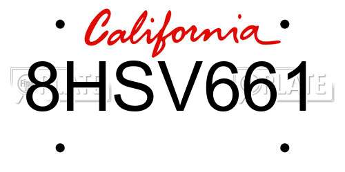8HSV661 California License Plate