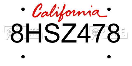 8HSZ478 California License Plate