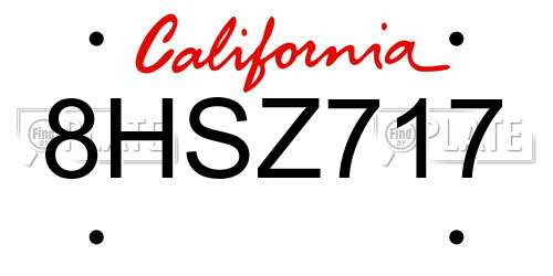 8HSZ717 California License Plate