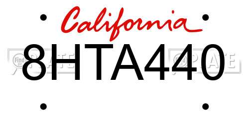 8HTA440 California License Plate