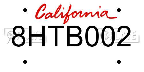 8HTB002 California License Plate