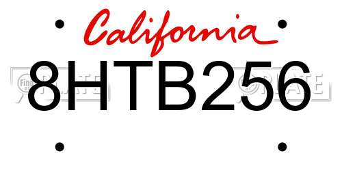 8HTB256 California License Plate