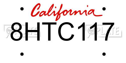 8HTC117 California License Plate