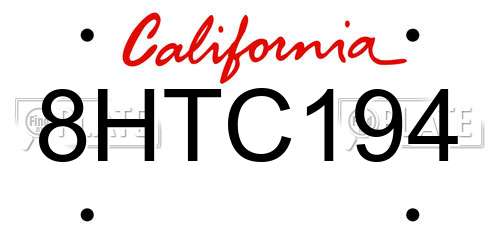 8HTC194 California License Plate