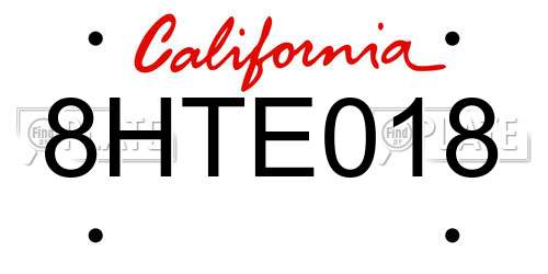 8HTE018 California License Plate