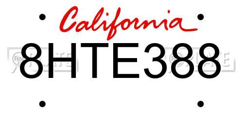 8HTE388 California License Plate