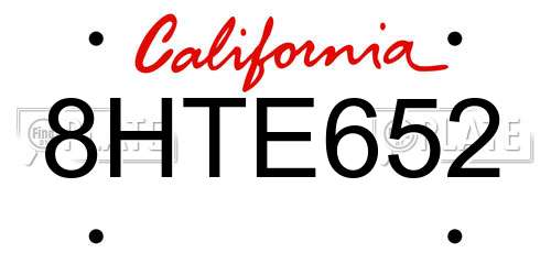 8HTE652 California License Plate