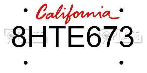 8HTE673 California License Plate