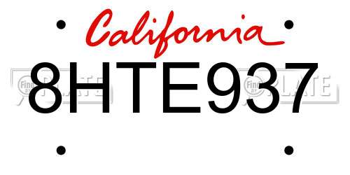 8HTE937 California License Plate