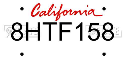 8HTF158 California License Plate
