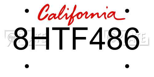 8HTF486 California License Plate