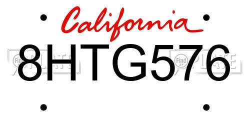 8HTG576 California License Plate