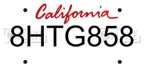 8HTG858 California License Plate