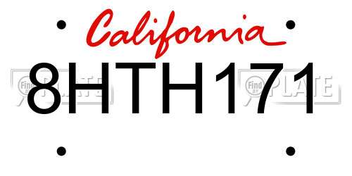 8HTH171 California License Plate